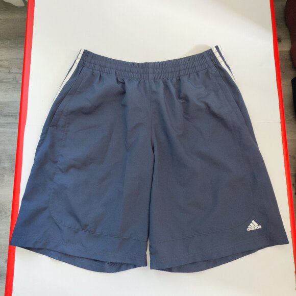 Adidas active wear short men's size M dark blue with 3 white stripes lightweigh - Picture 1 of 11